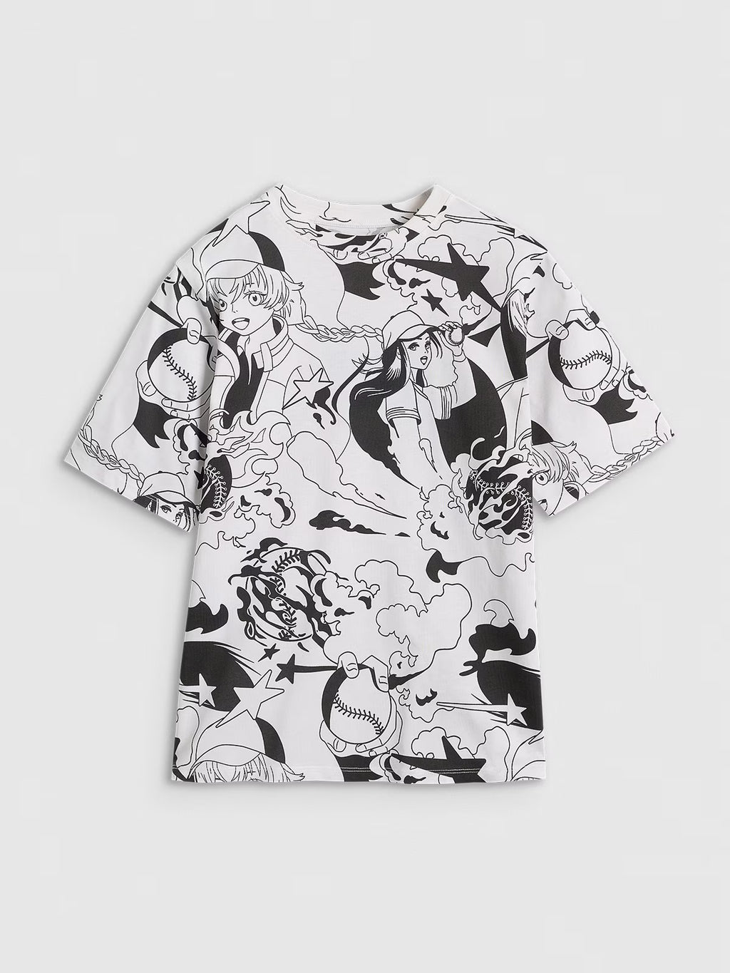 T-shirt oversize z nadrukiem dziewczęcy