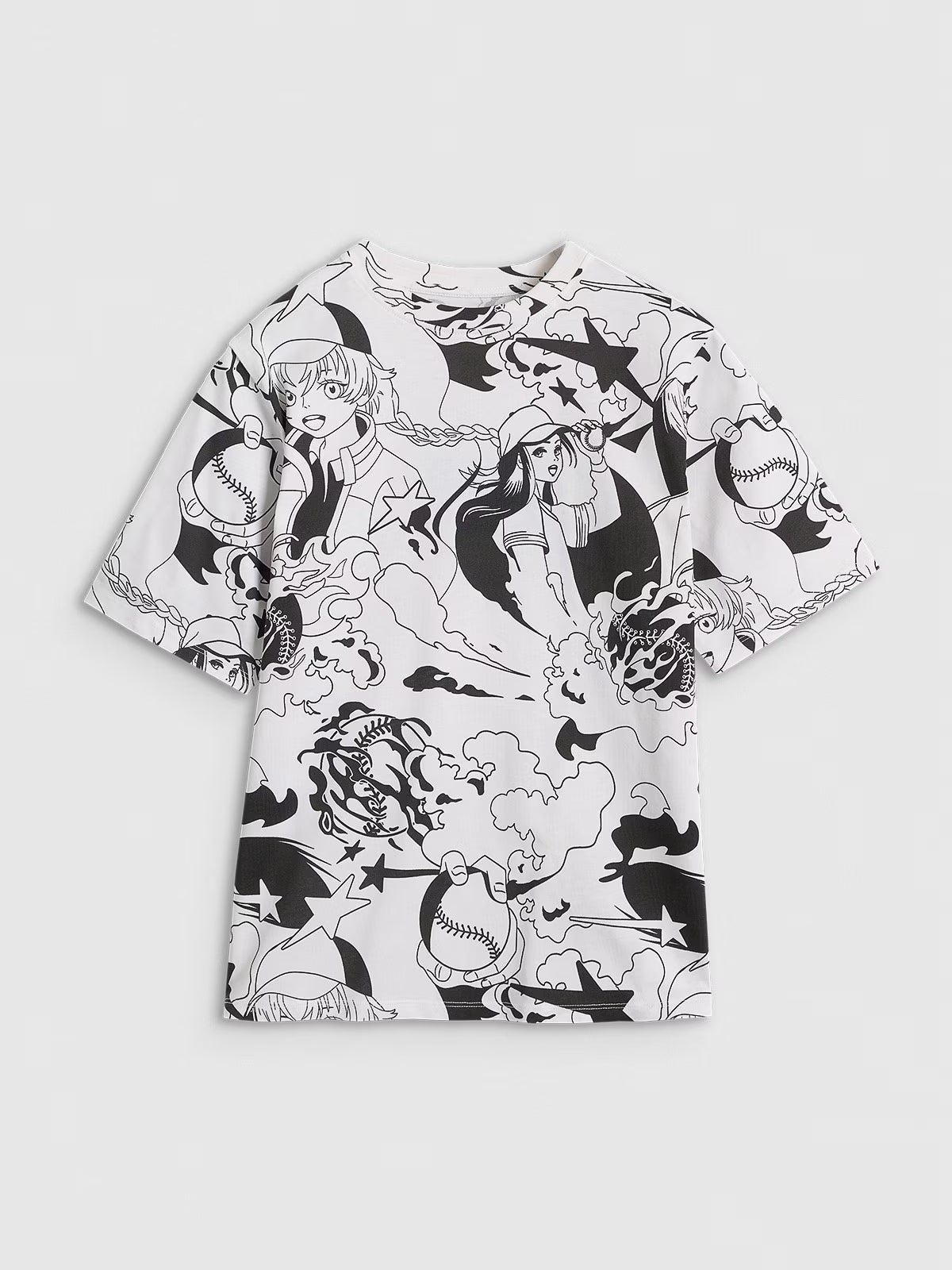 T-shirt oversize z nadrukiem dziewczęcy