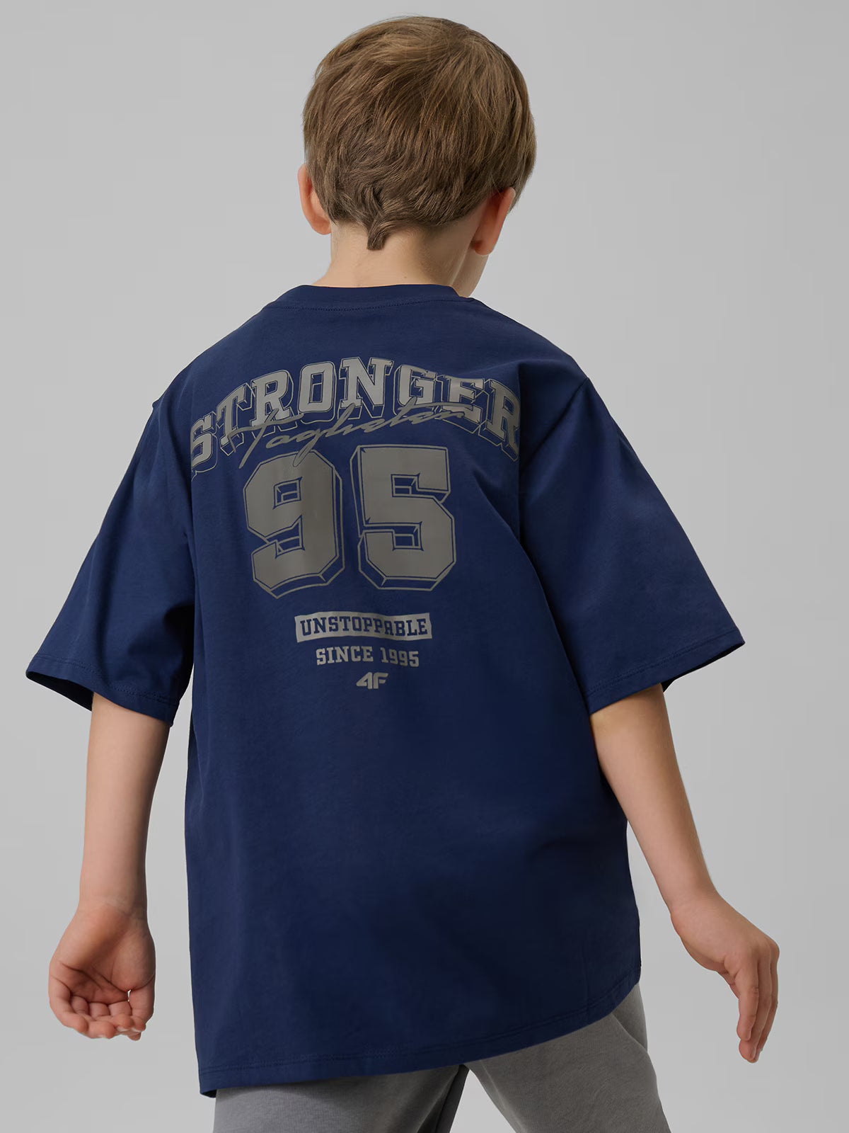 T-shirt loose z nadrukiem chłopięcy