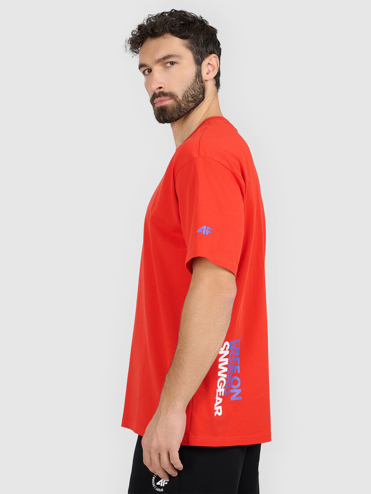 T-shirt loose z nadrukiem męski