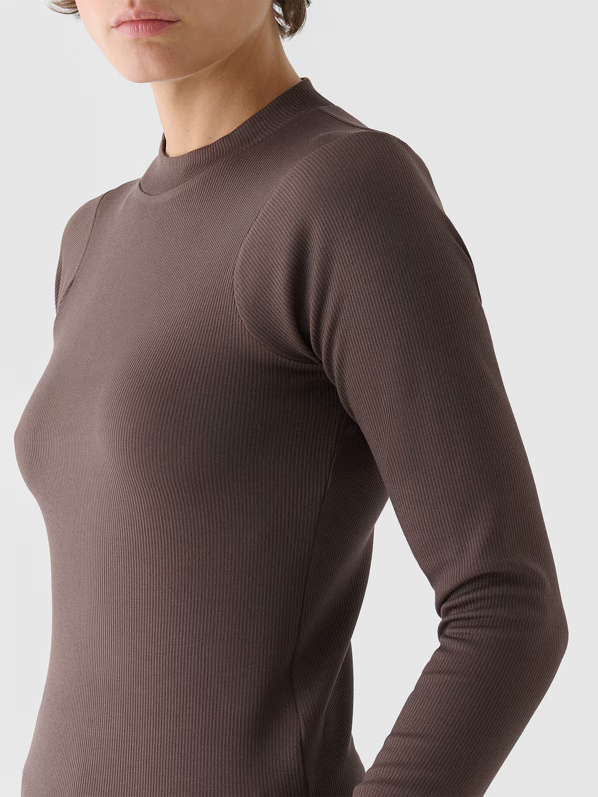 Longsleeve slim z prążkowanej dzianiny z modalem damski