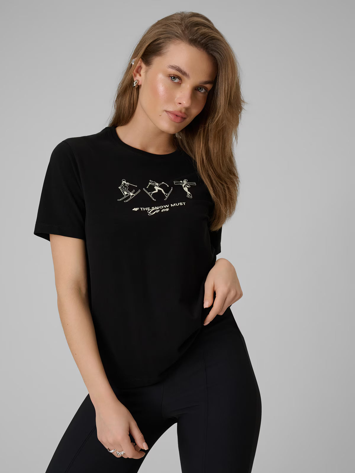 T-shirt regular z nadrukiem damski