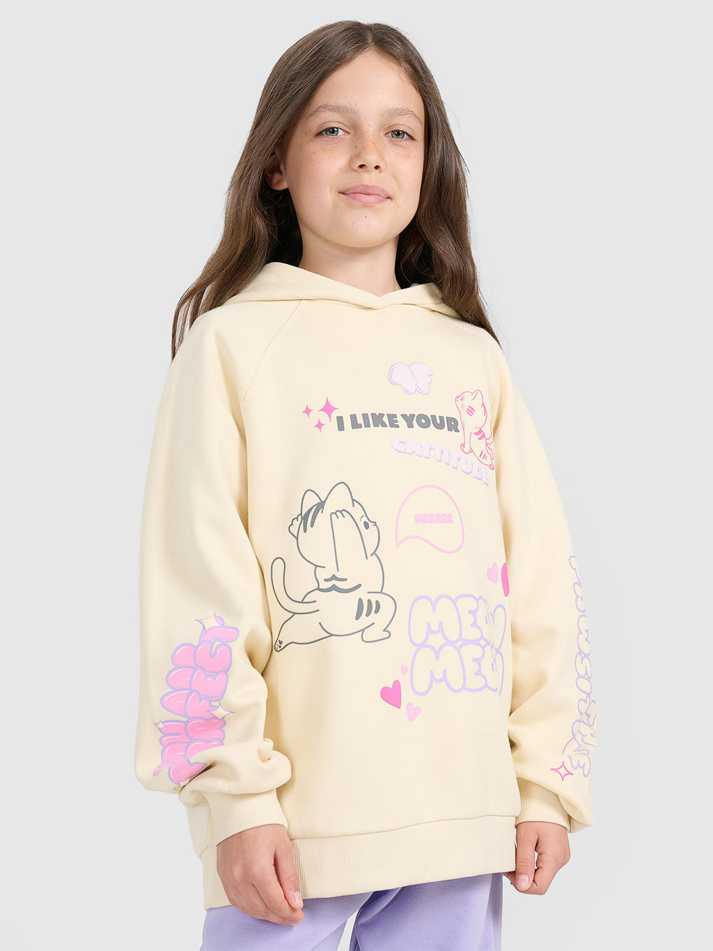 Bluza dresowa nierozpinana z kapturem dziewczęca