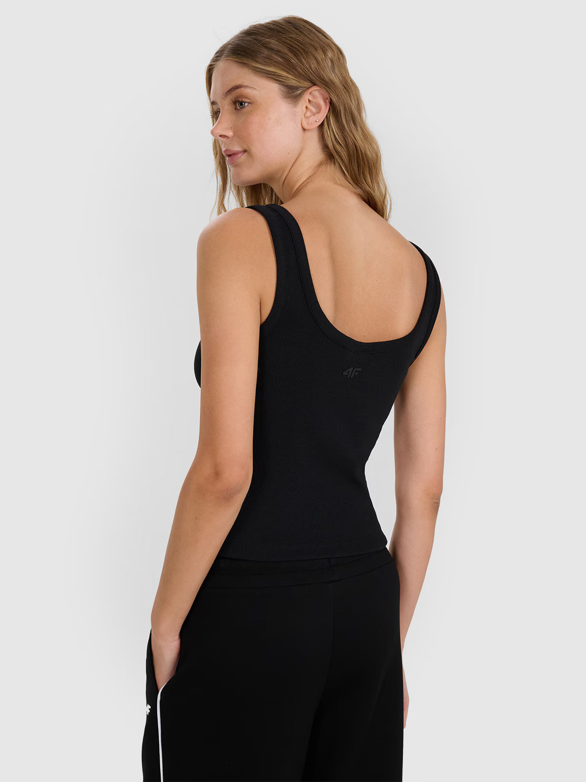 Top slim z prążkowanej dzianiny damski