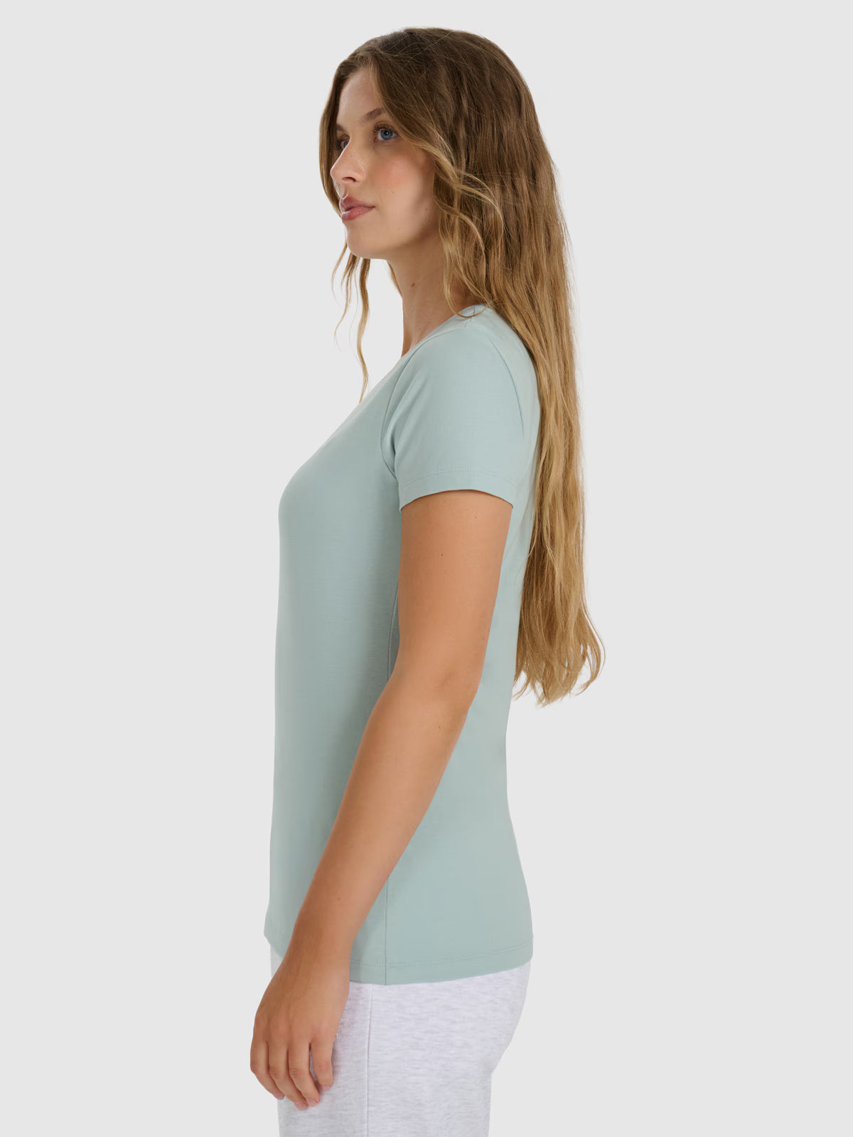 T-shirt slim gładki damski