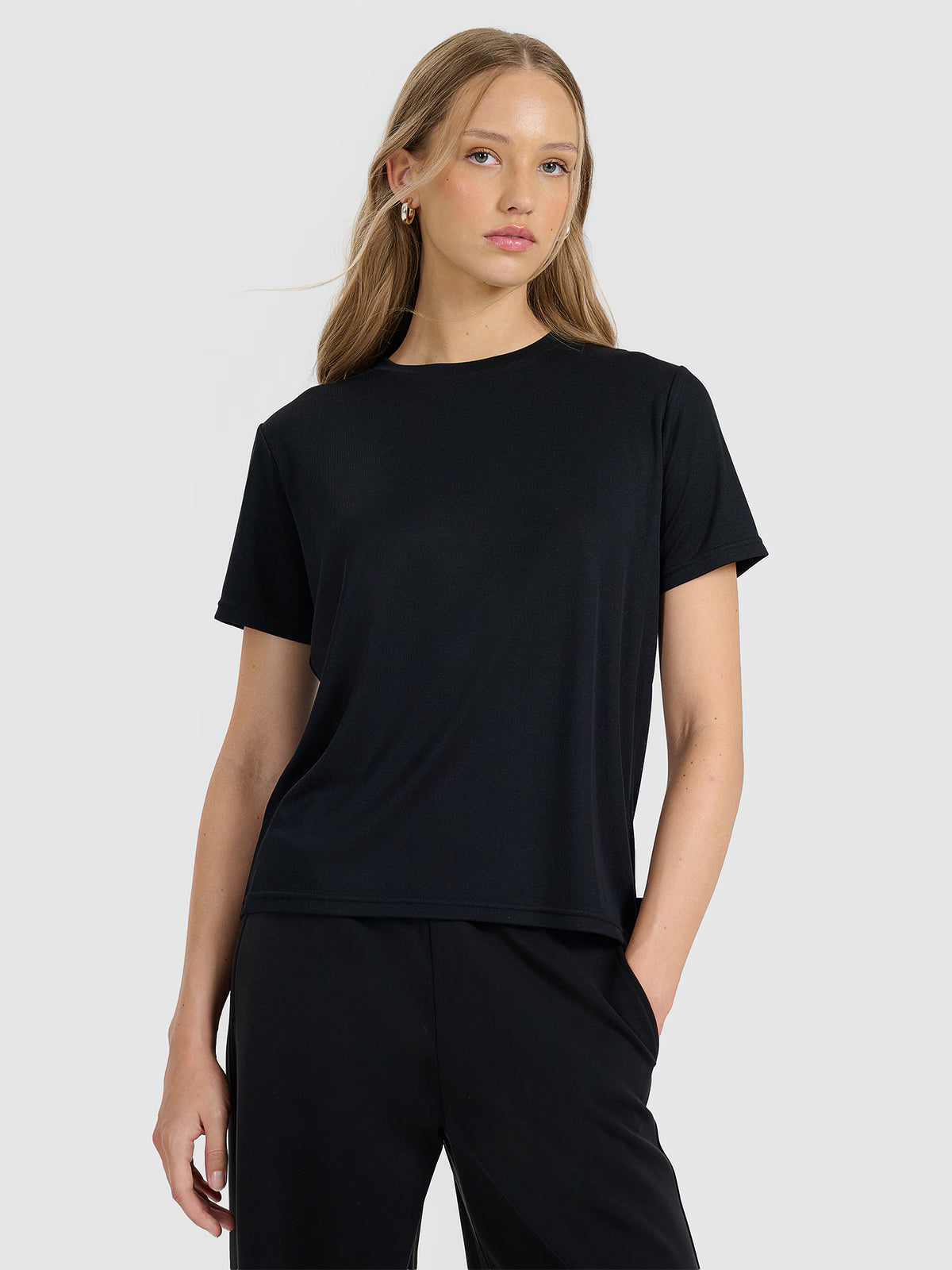 T-shirt z prążkowanej dzianiny z modalem damski