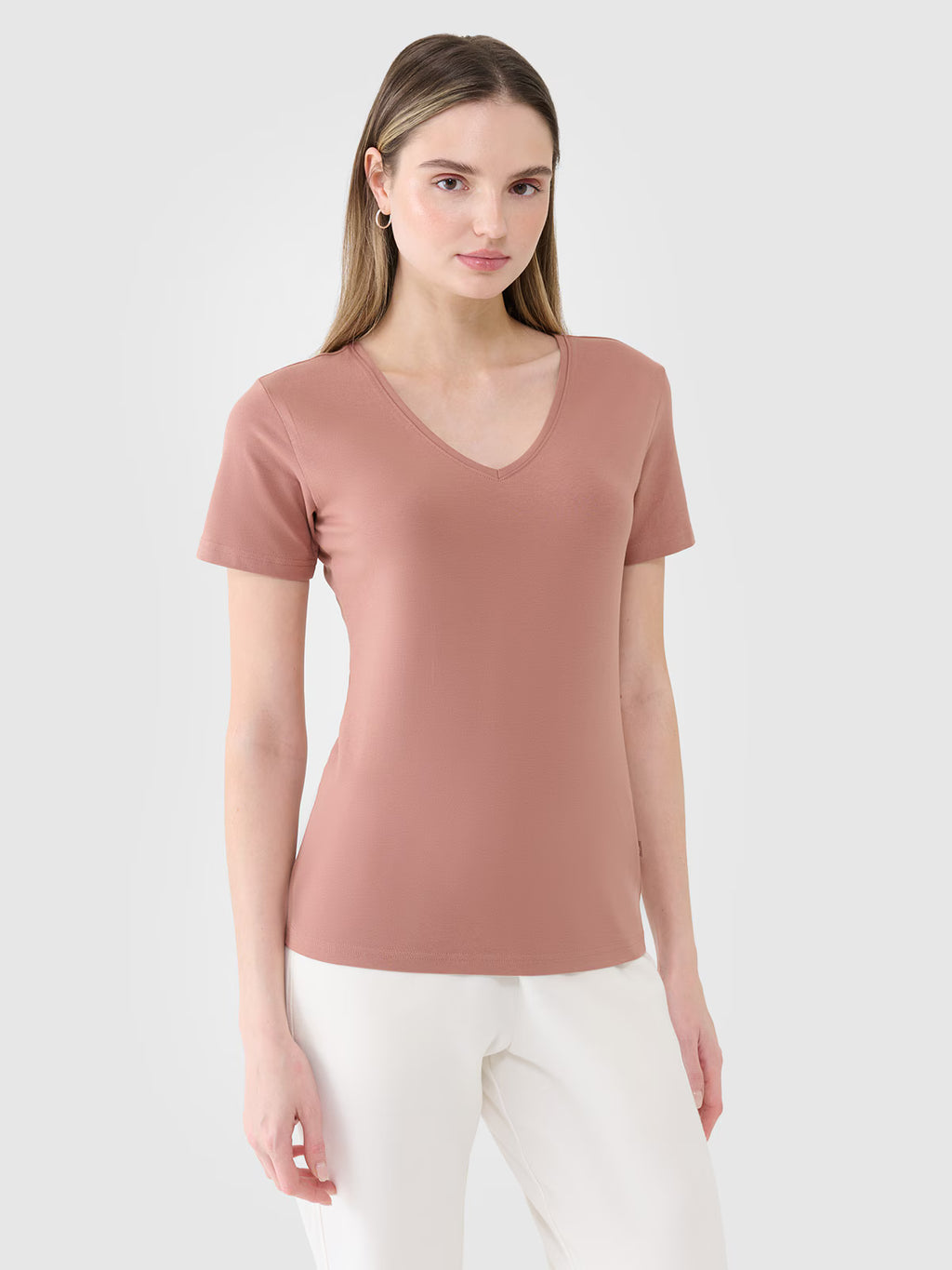 T-shirt slim gładki damski