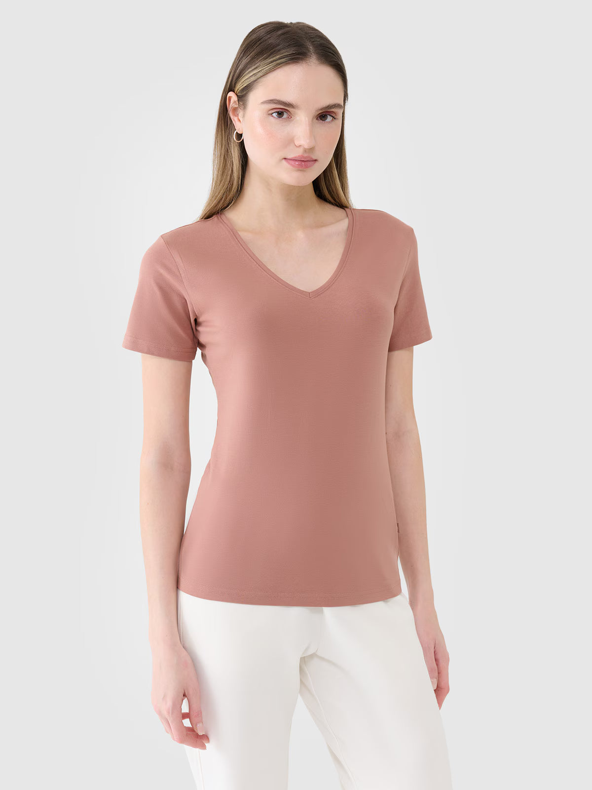 T-shirt slim gładki damski