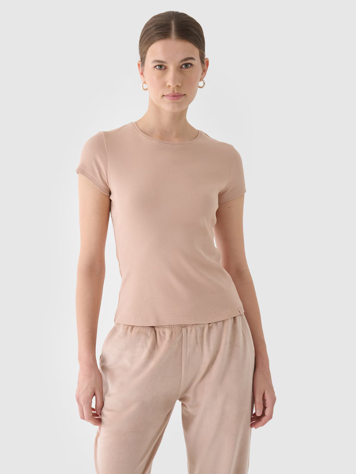 T-shirt slim gładki damski