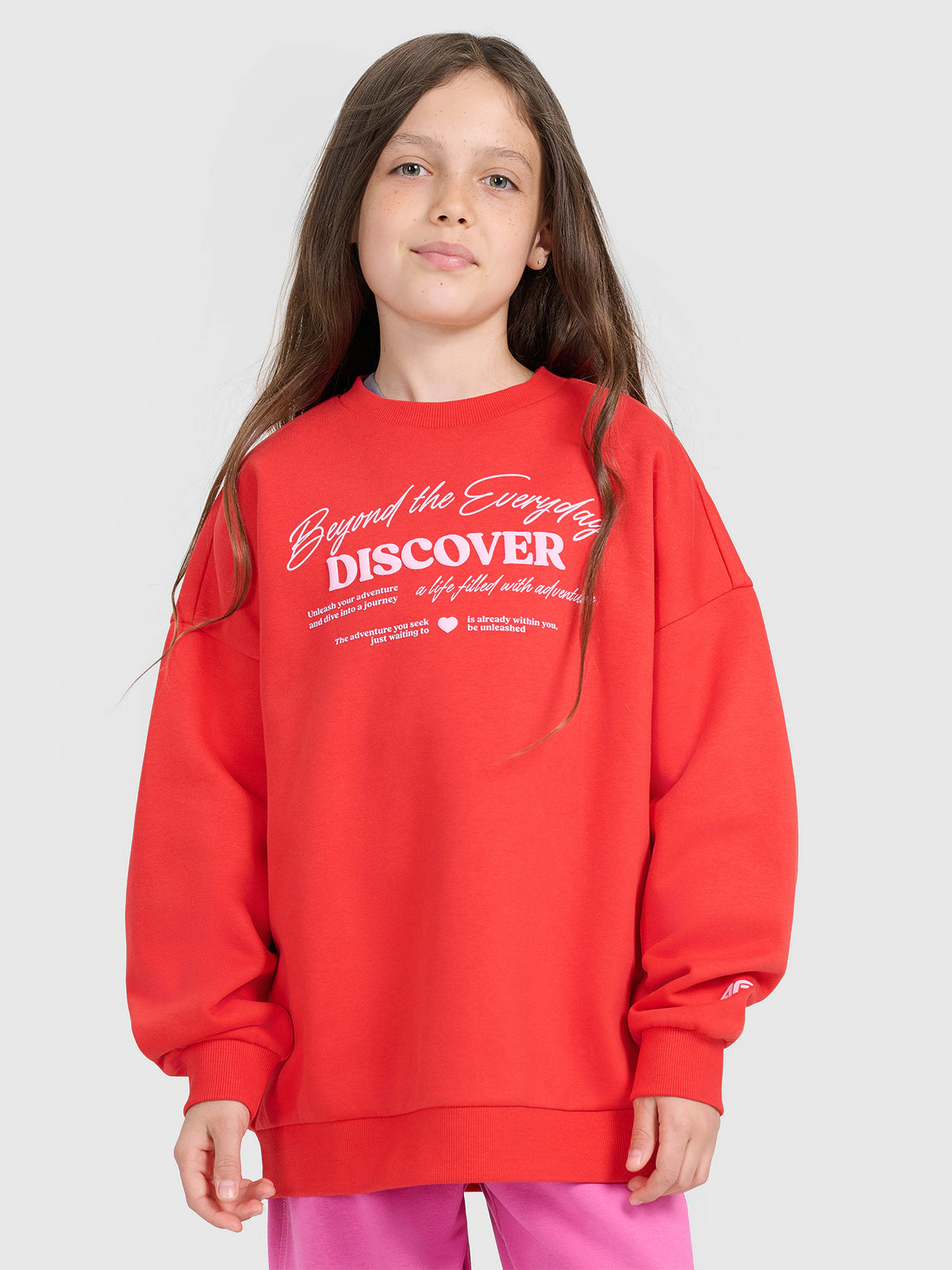 Bluza dresowa oversize nierozpinana bez kaptura dziewczęca