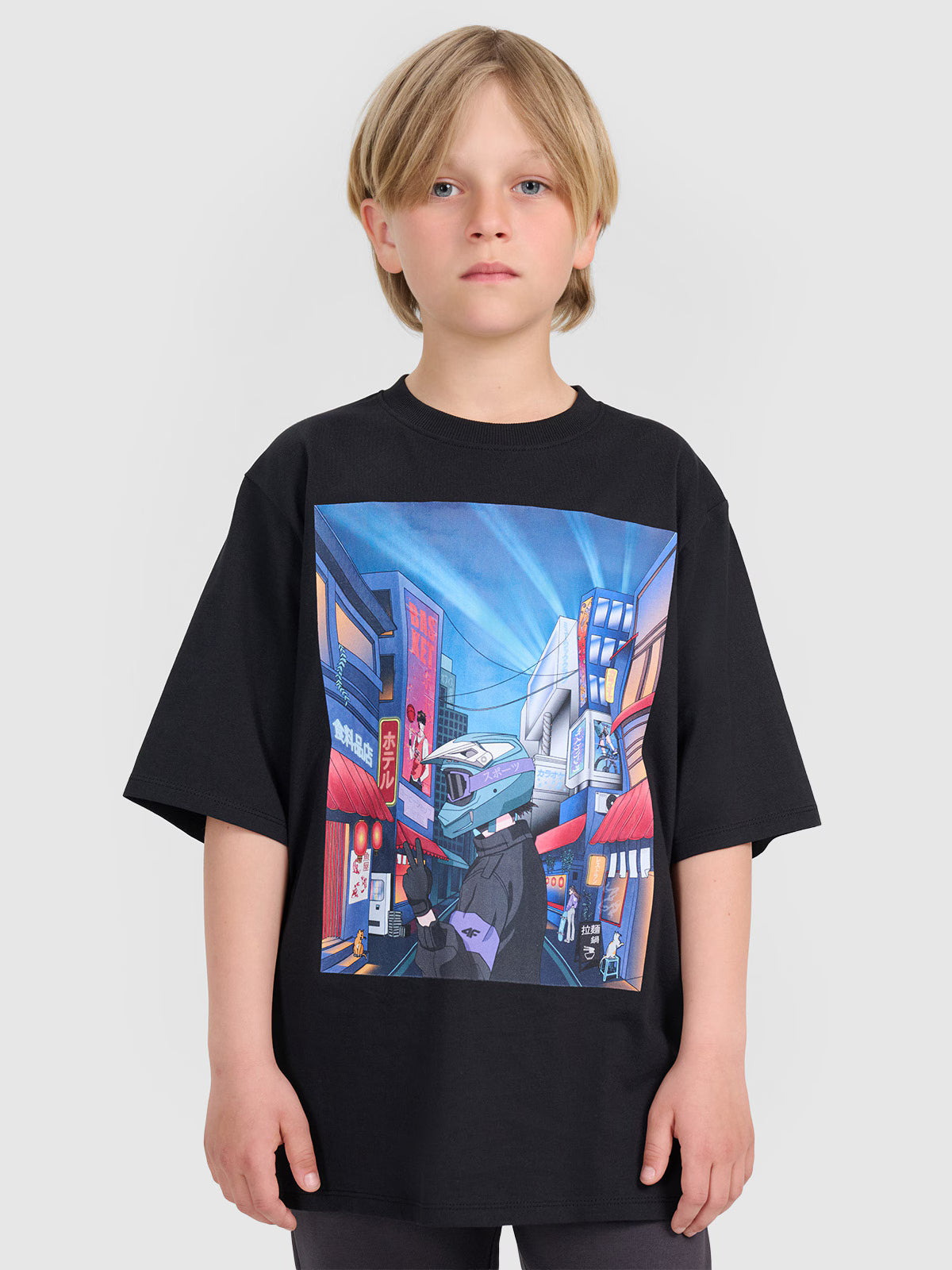 T-shirt oversize z nadrukiem chłopięcy