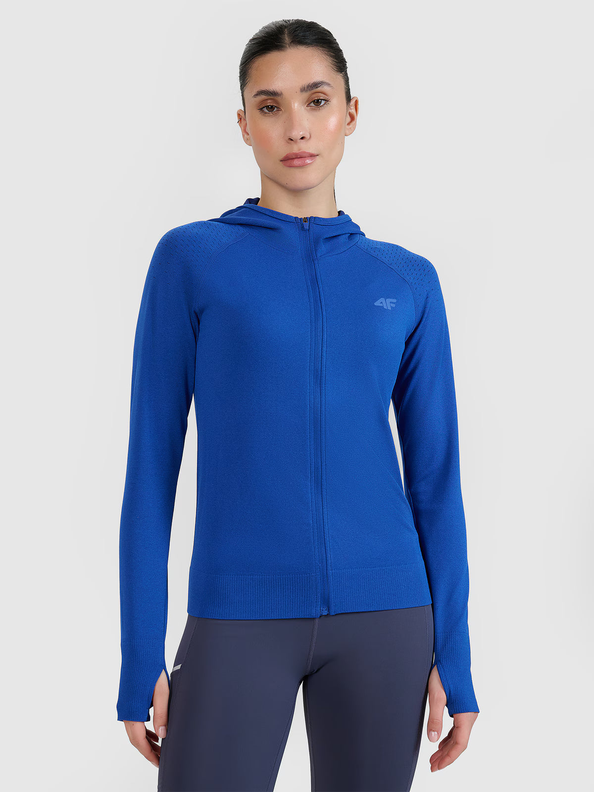 Bluza do biegania w terenie rozpinana z kapturem damska