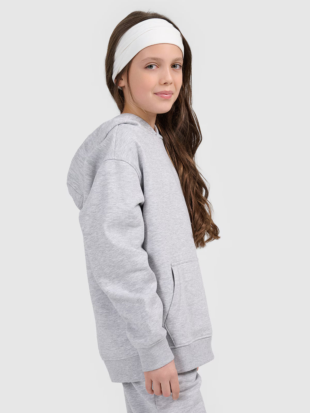Bluza dresowa nierozpinana z kapturem dziewczęca