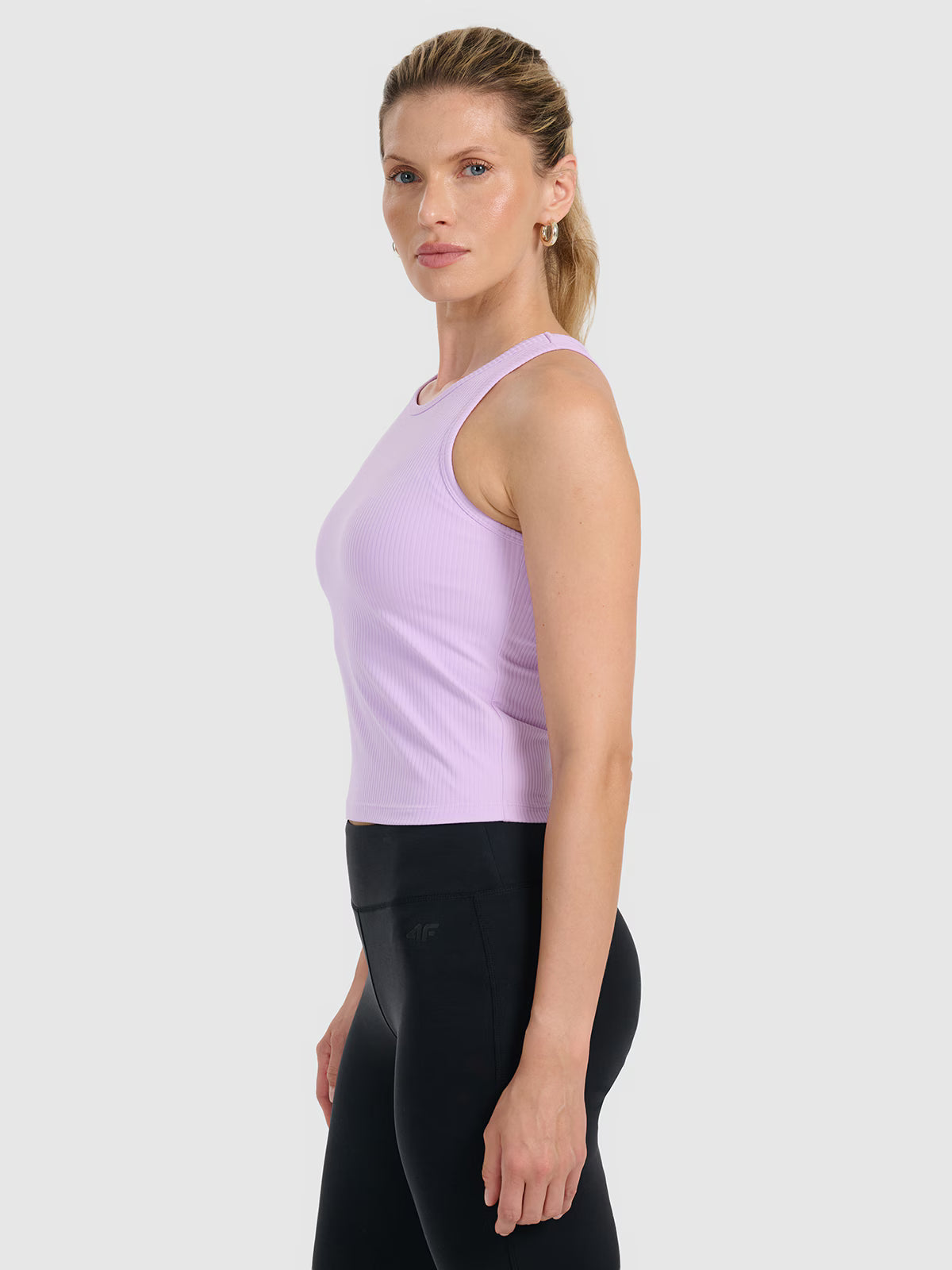 Top slim z prążkowanej dzianiny damski