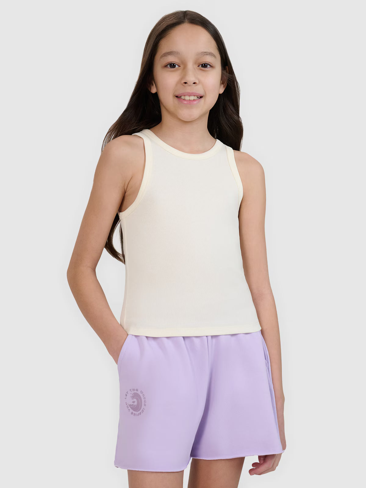 Crop top slim z prążkowanej dzianiny dziewczęcy