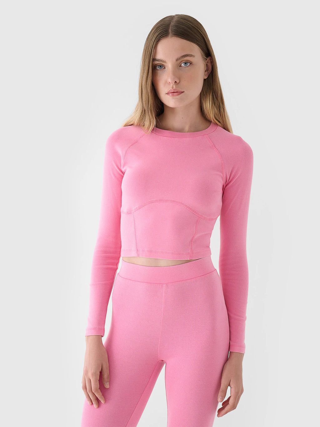Longsleeve cropped gładki damski