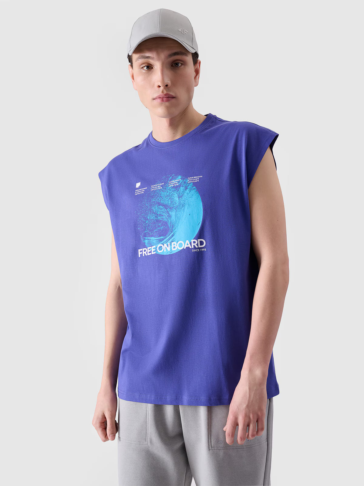 Tank top oversize z nadrukiem męski