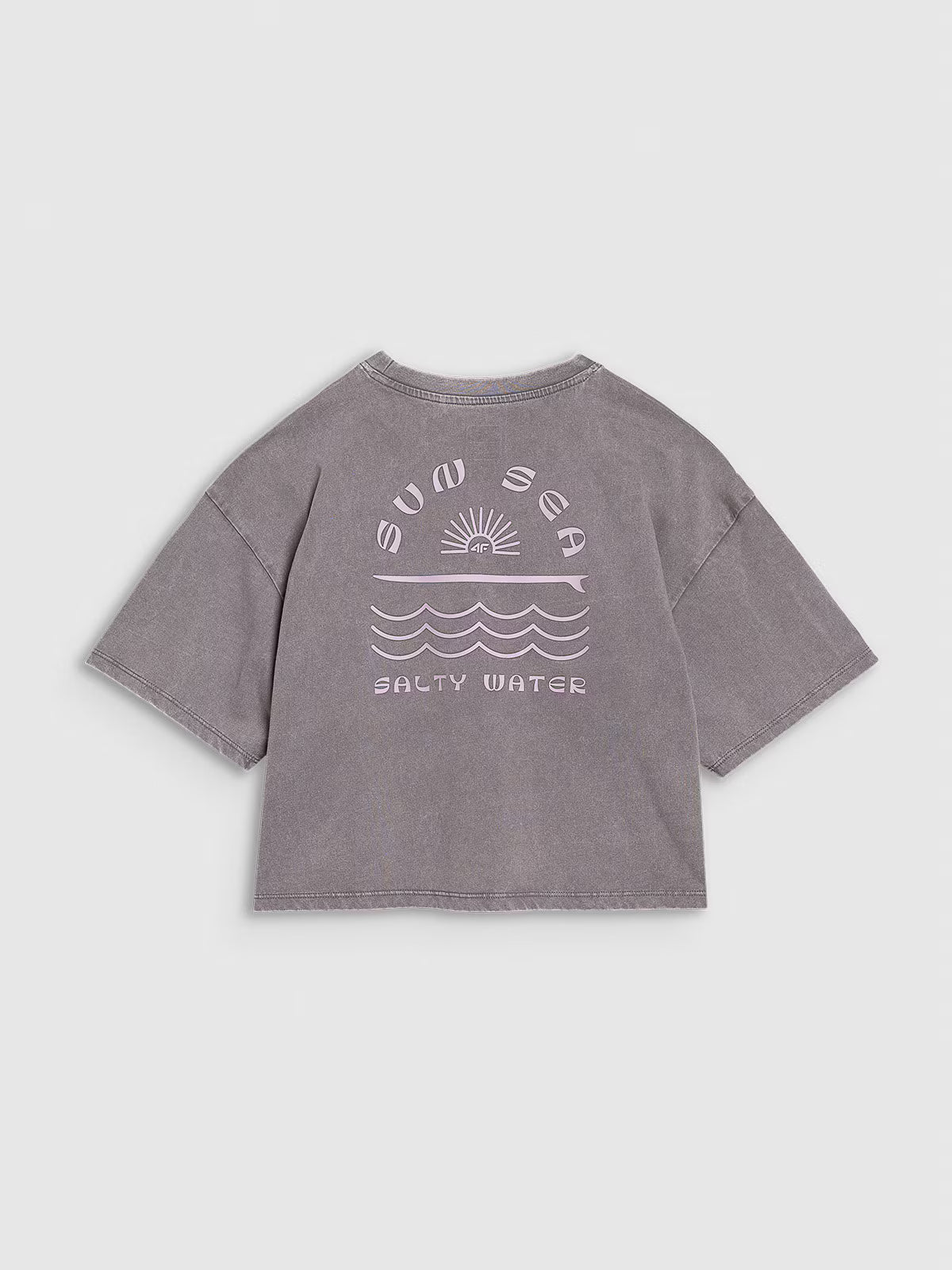 T-shirt oversize crop top z nadrukiem dziewczęcy