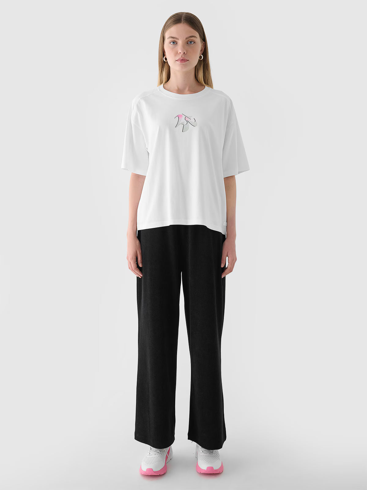T-shirt oversize z nadrukiem damski