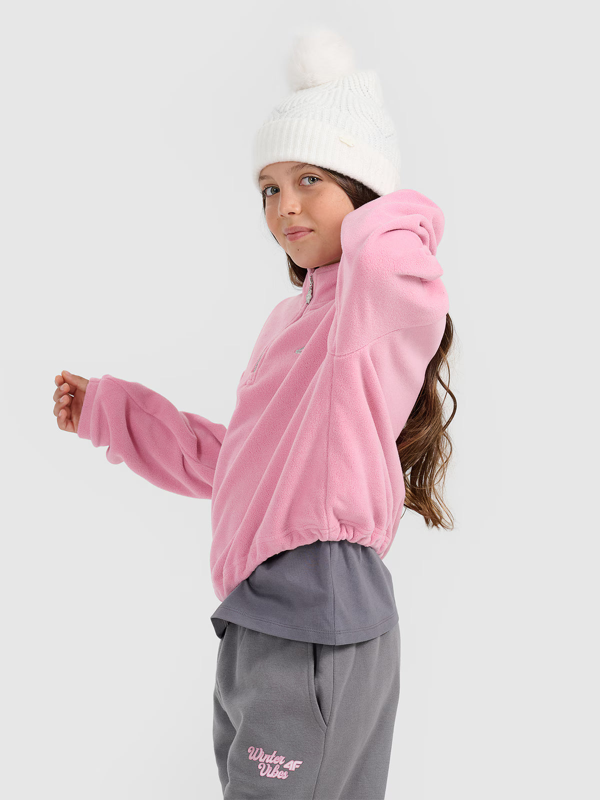 Polar oversize ze stójką dziewczęcy
