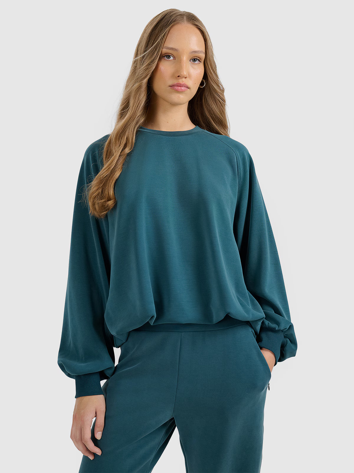Bluza dresowa nierozpinana z modalem damska