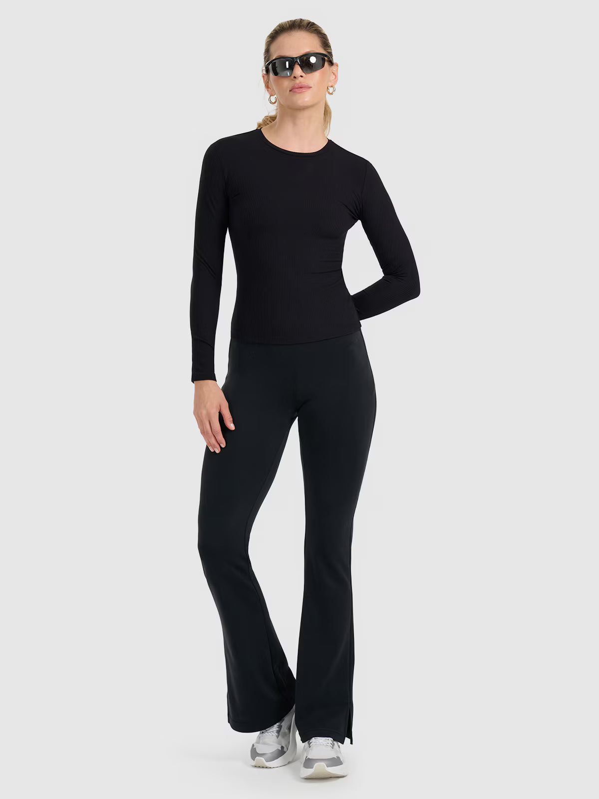 Longsleeve slim z prążkowanej dzianiny damski