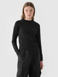 Longsleeve slim z prążkowanej dzianiny z modalem damski