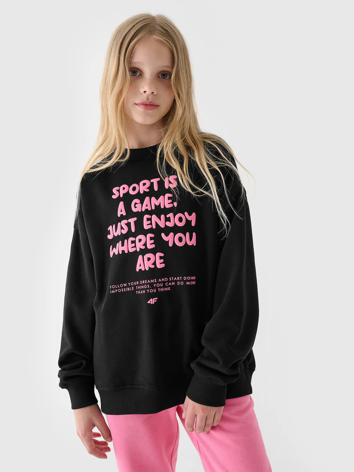 Bluza dresowa nierozpinana bez kaptura dziewczęca