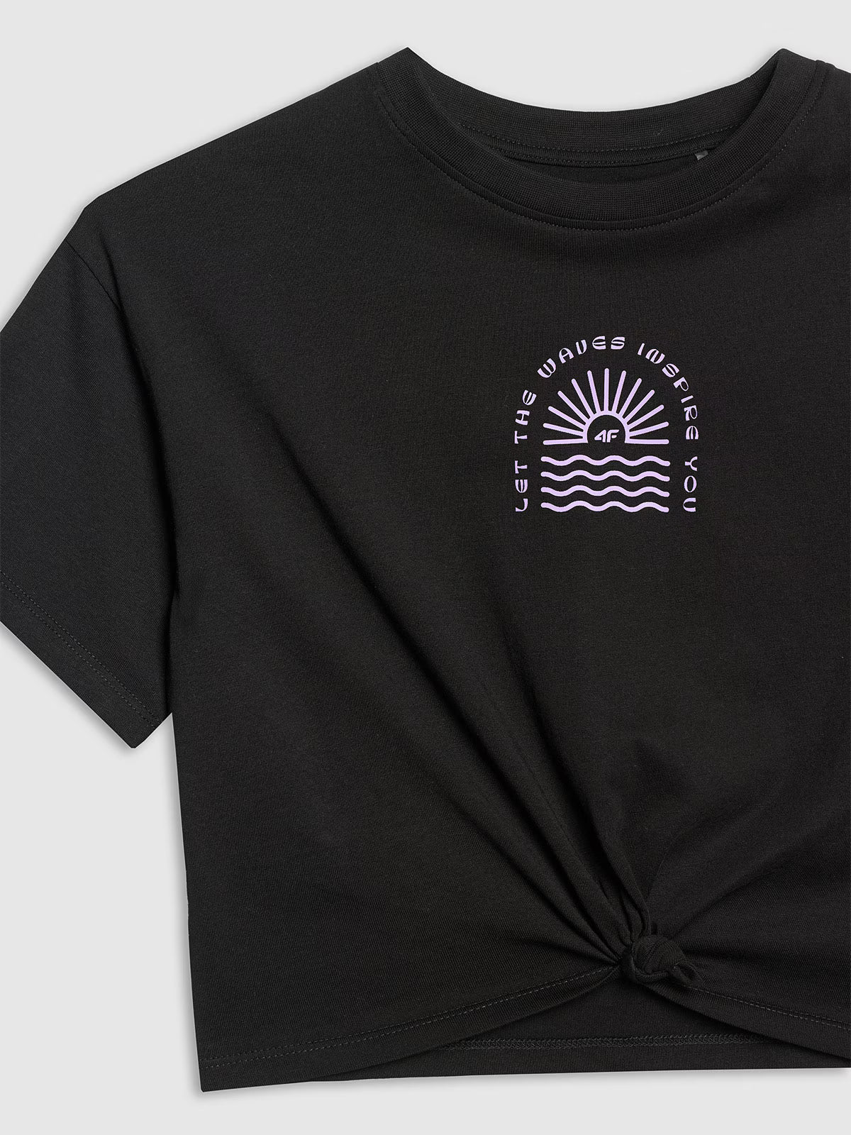 T-shirt oversize crop top z nadrukiem dziewczęcy
