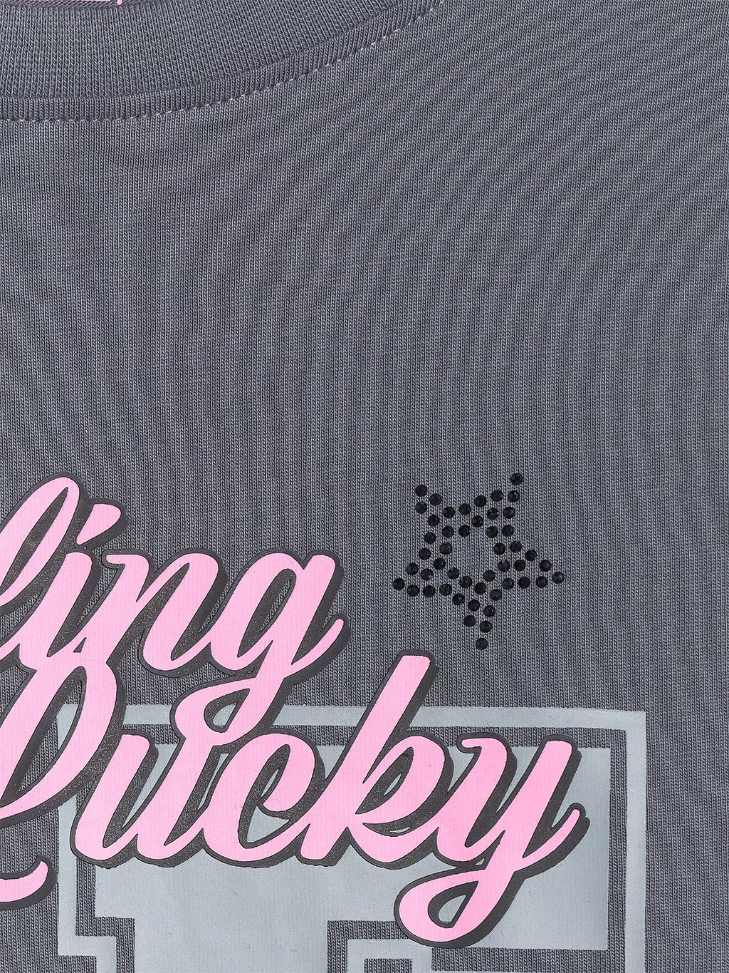 T-shirt loose z nadrukiem dziewczęcy