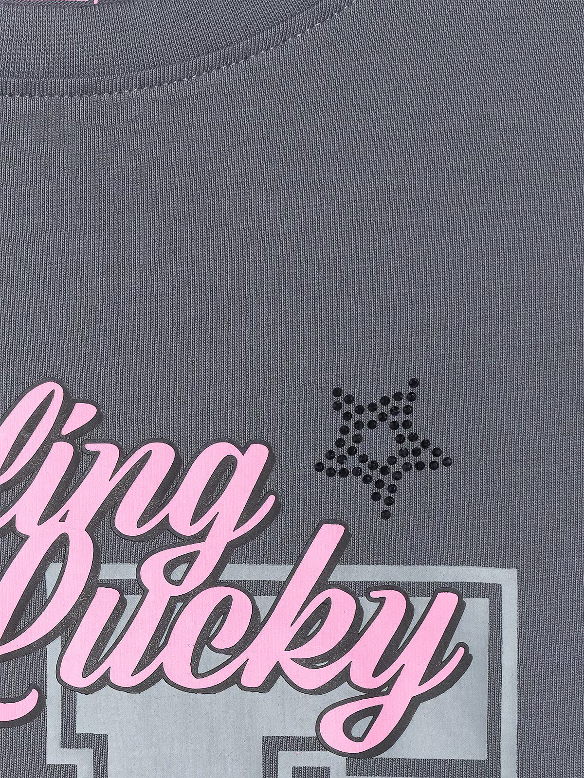 T-shirt loose z nadrukiem dziewczęcy