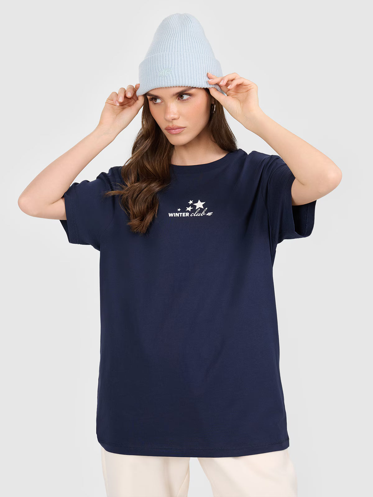 T-shirt oversize z nadrukiem damski