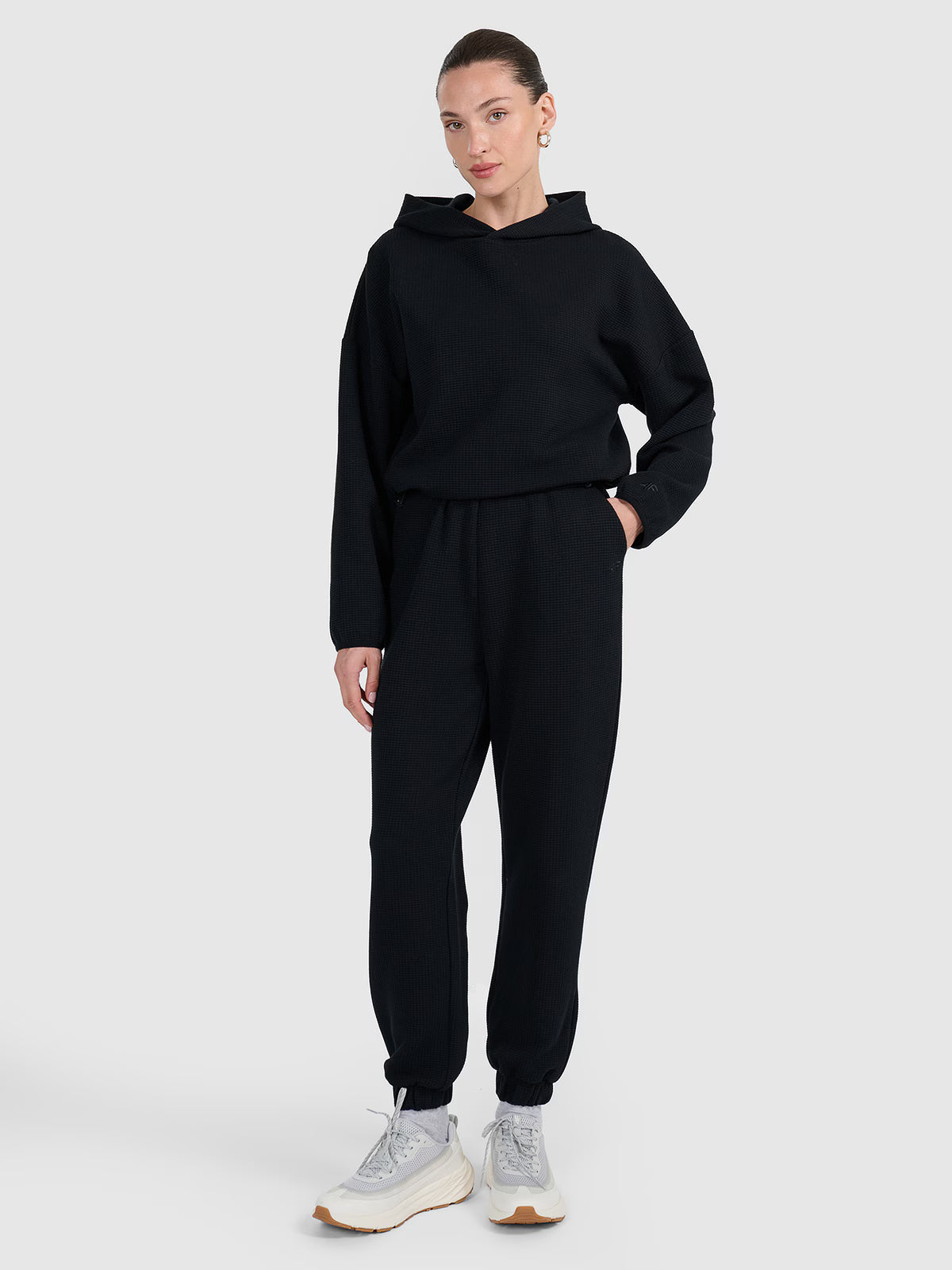 Bluza dresowa z waflowej dzianiny damska
