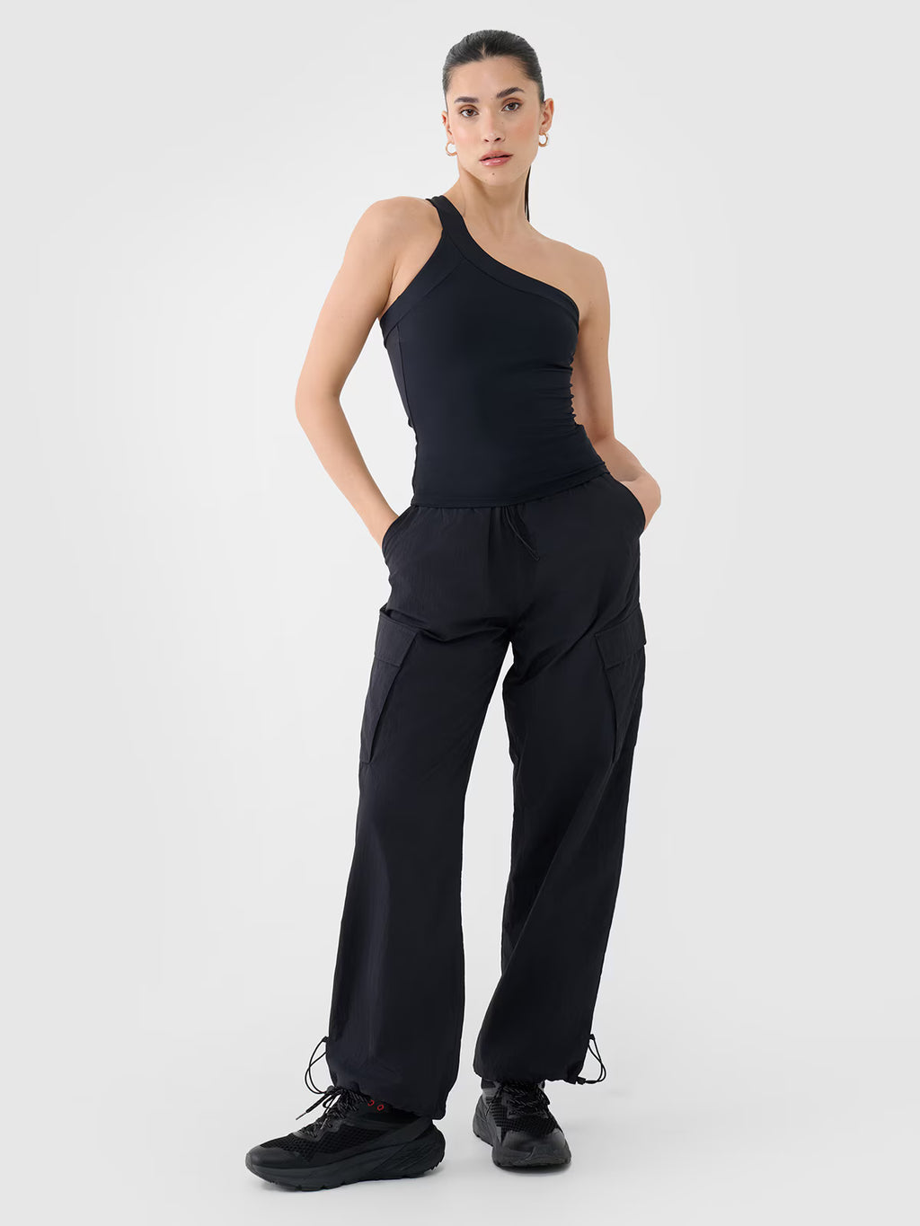 Crop-top slim z asymetrycznym ramiączkiem damski