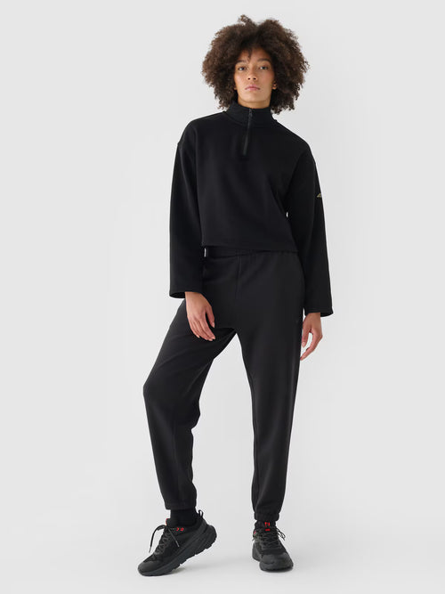 Bluza dresowa cropped nierozpinana bez kaptura damska