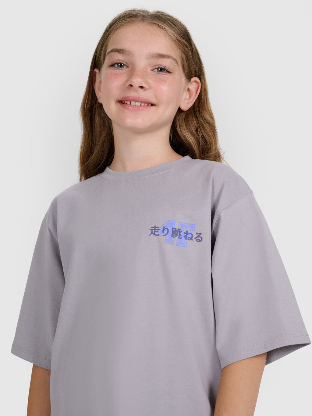 T-shirt oversize z nadrukiem dziewczęcy