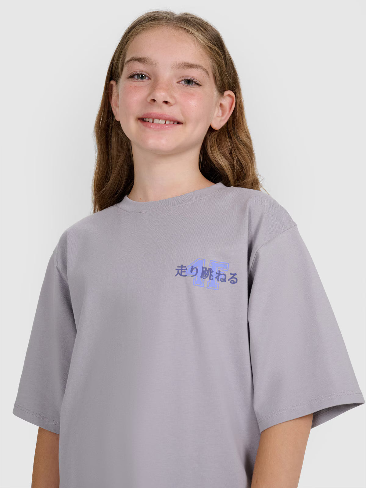 T-shirt oversize z nadrukiem dziewczęcy