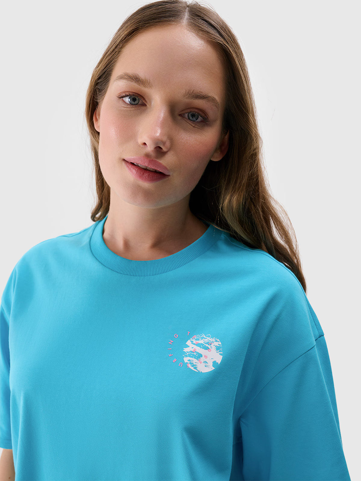 T-shirt oversize z nadrukiem damski