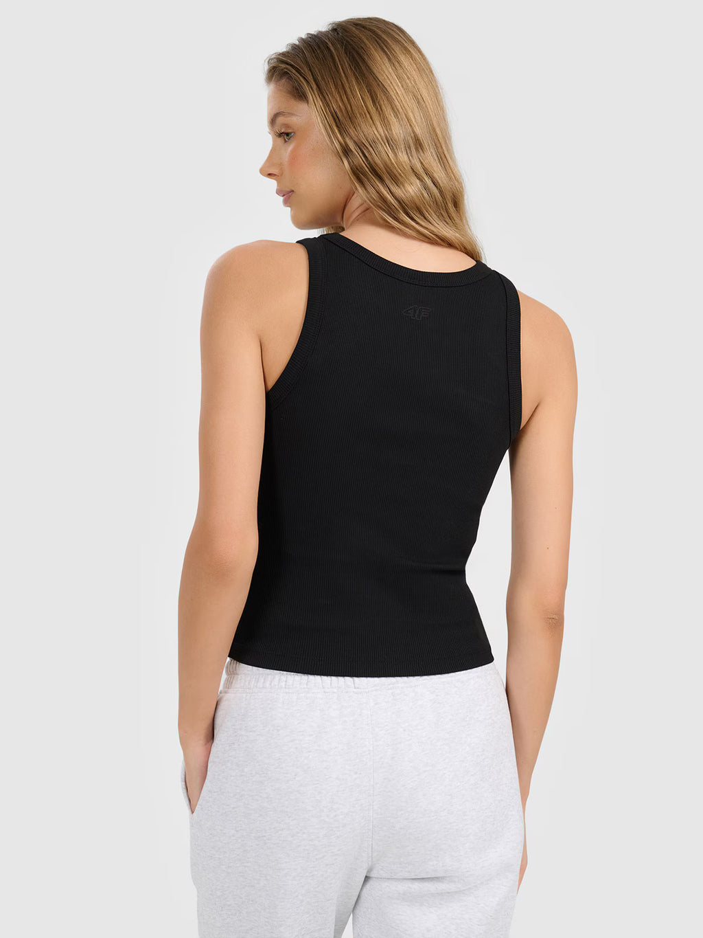 Top slim z prążkowanej dzianiny damski