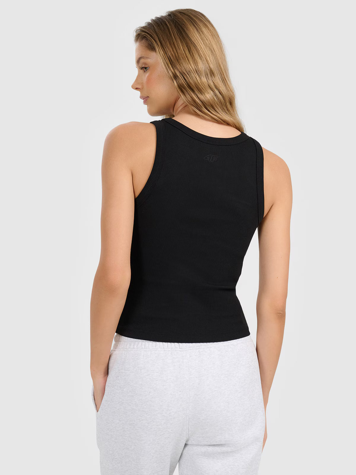 Top slim z prążkowanej dzianiny damski
