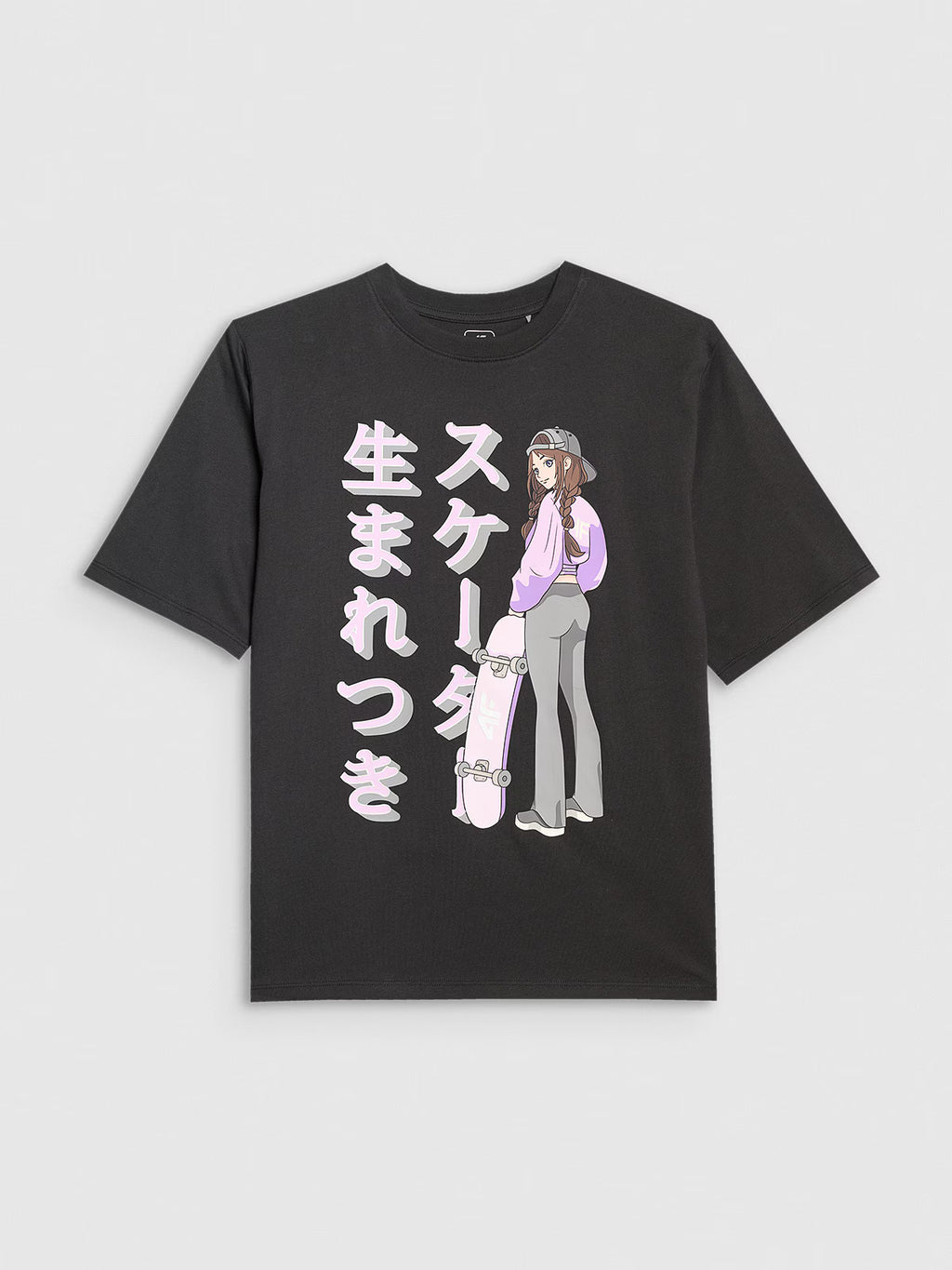 T-shirt oversize z nadrukiem dziewczęcy