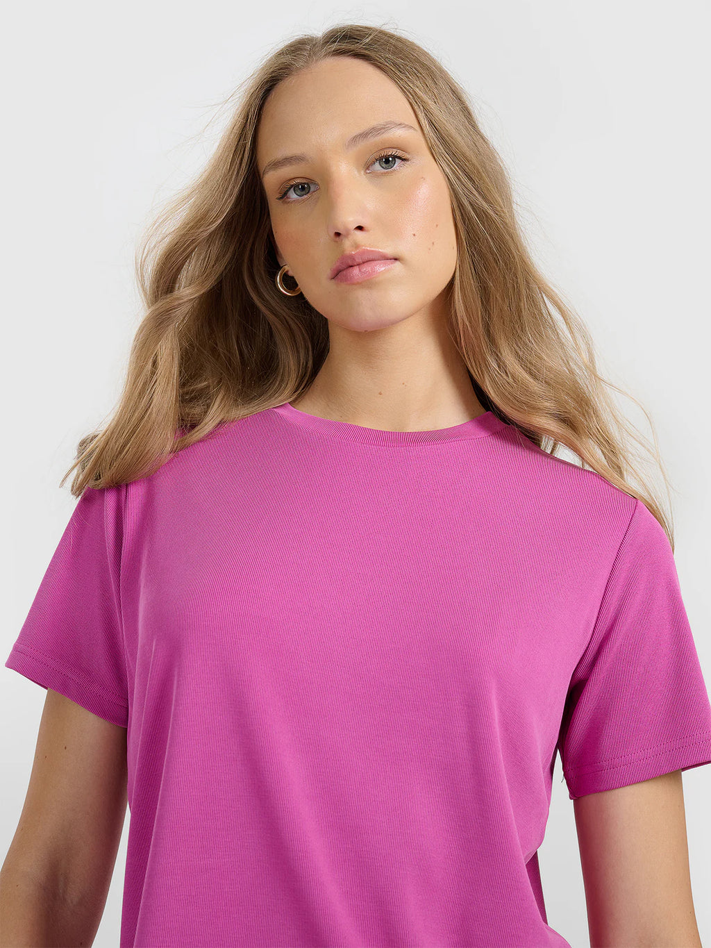 T-shirt z prążkowanej dzianiny z modalem damski