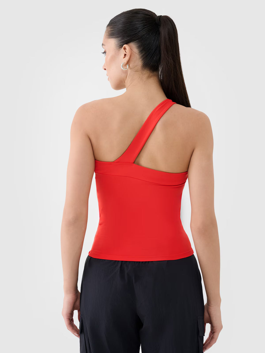 Crop-top slim z asymetrycznym ramiączkiem damski