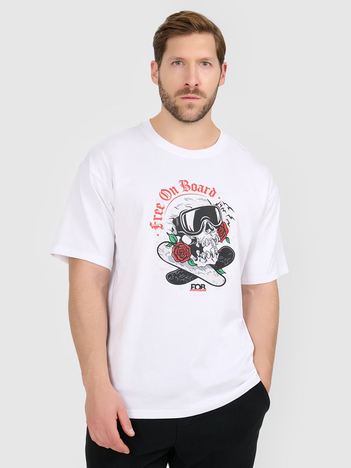 T-shirt loose z nadrukiem męski