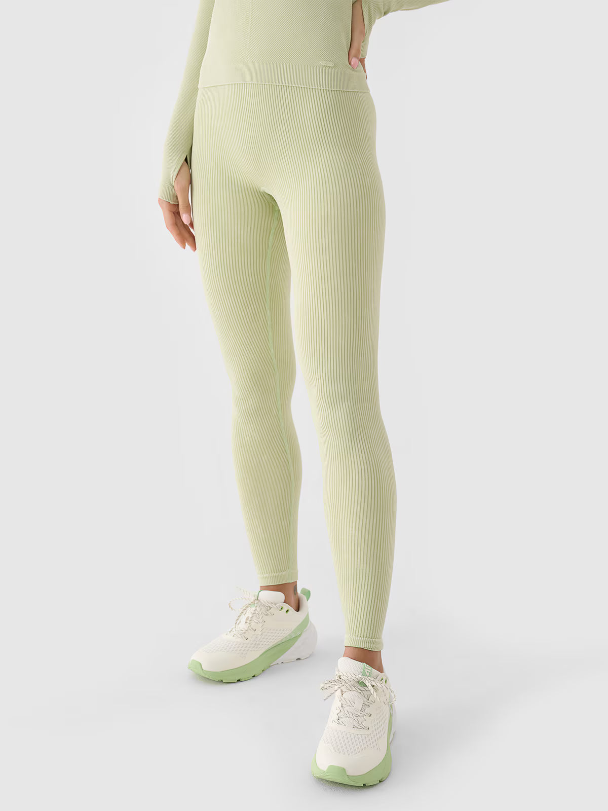 Legginsy bezszwowe w prążki damskie