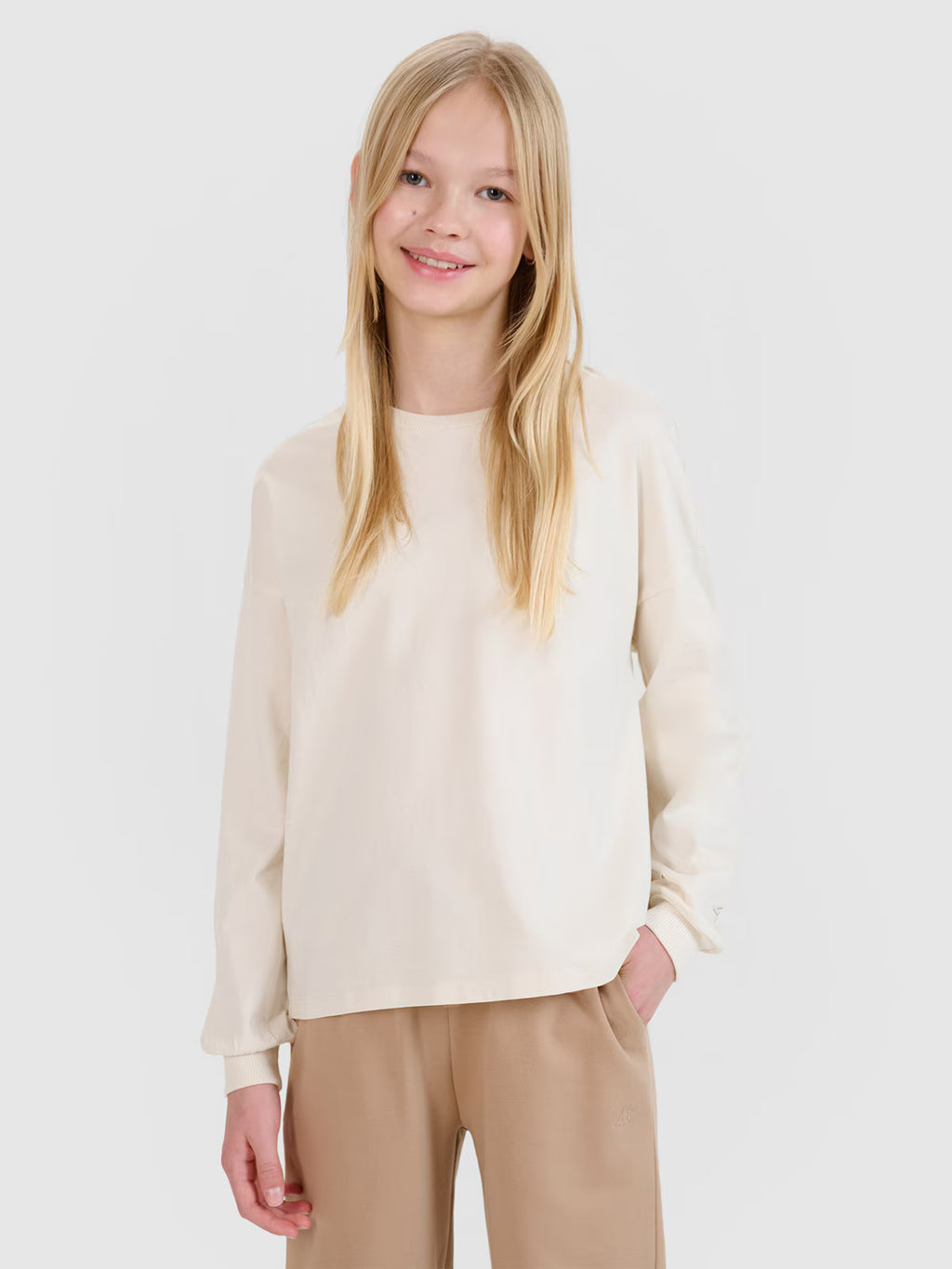 Longsleeve oversize gładki dziewczęcy