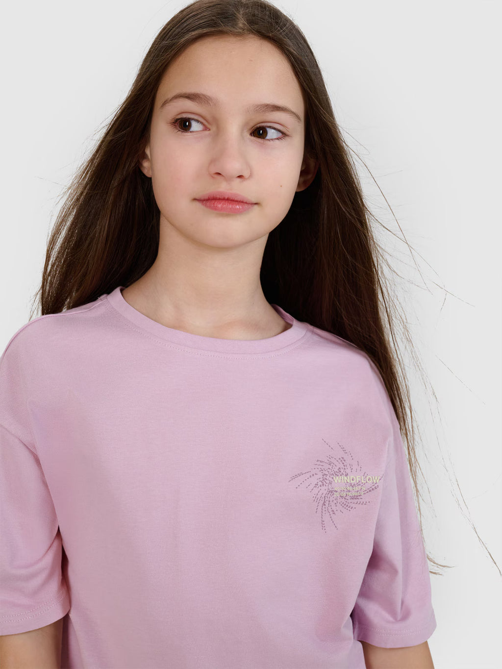 T-shirt oversize z nadrukiem dziewczęcy