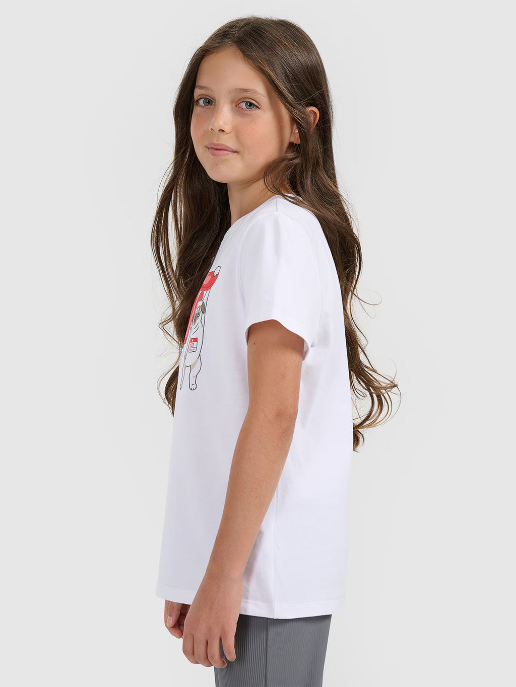 T-shirt regular z nadrukiem świątecznym dziewczęcy