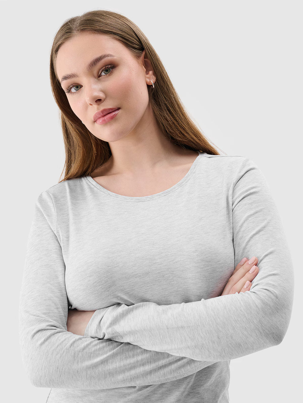 Longsleeve slim gładki damski