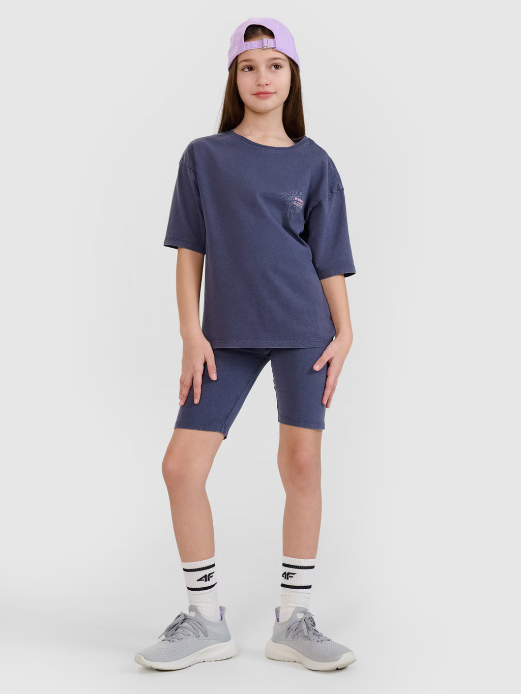 T-shirt oversize z nadrukiem dziewczęcy